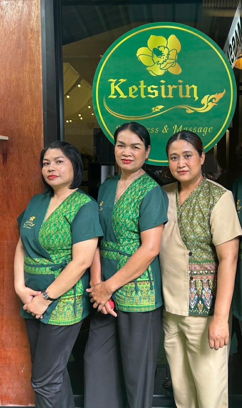 Professional Thai massage therapists at Ketsirin Wellness Bang Tao in traditional uniforms